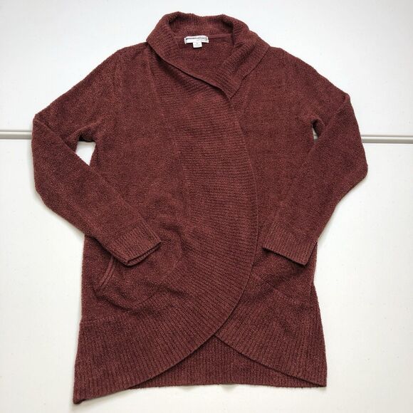Barefoot Dreams Sweaters - Barefoot Dreams Cozy Chic Lite Knit Berry Red Circle Cardigan w pockets Medium